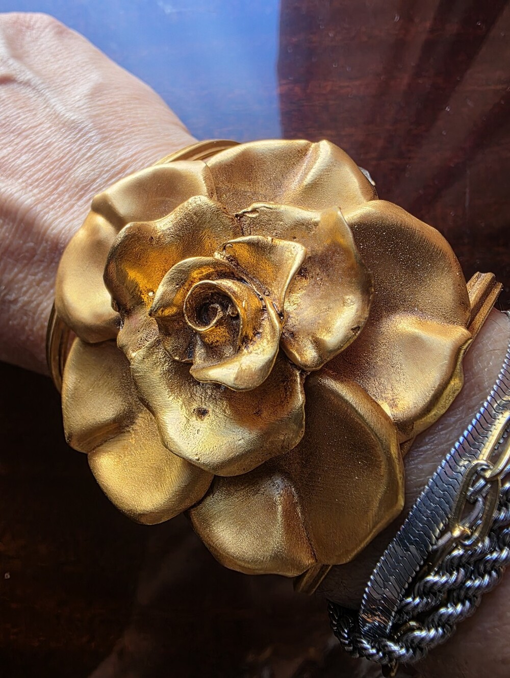 New Barbosa Rodeo Quincy Beautiful Gold Tone Rose Cuff Bracelet - Picture 3 of 8